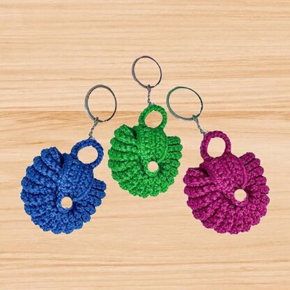 Blue crochet bag keychain
