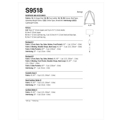 Simplicity Backpacks and Accessories S9518 - Paper Pattern, Size OS (One Size Only)