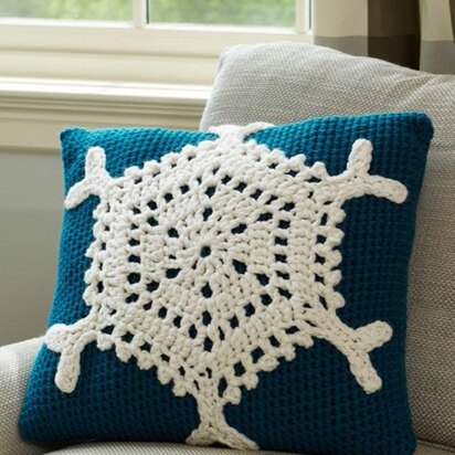 Snowflake Pillow in Red Heart With Love Solids - LW3713