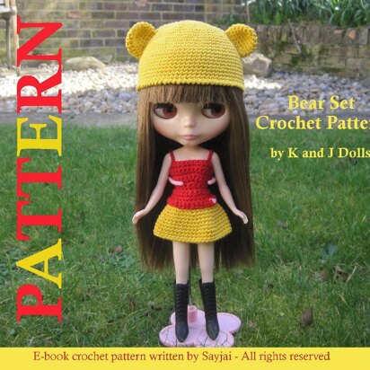 Bear Hat and Dress For Blythe Doll - Crochet Pattern