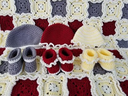 Rag Quilt Baby Hat and Booties