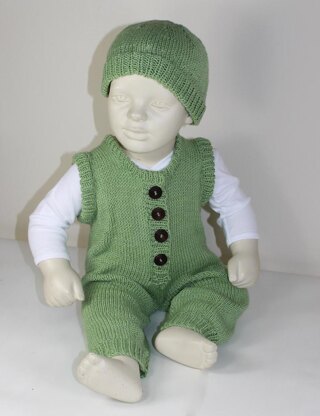 Baby Dungarees and Beanie Hat