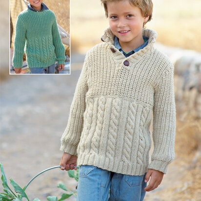 Round Neck and Stand Up Neck Sweaters in Sirdar Supersoft Aran - 2314 - Downloadable PDF