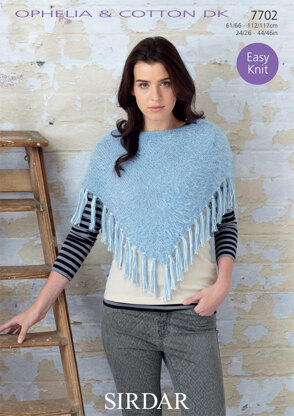Ponchos in Sirdar Ophelia and Cotton DK - 7702 - Downloadable PDF