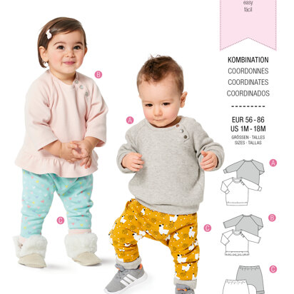 Burda Style Babies' Coordinates, Pull-On Top and Pants B9312 - Paper Pattern, Size 1M-18M