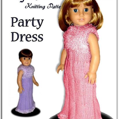 Doll clothes knitting pattern. Fits American Girl Doll. PDF, Party Dress, 016