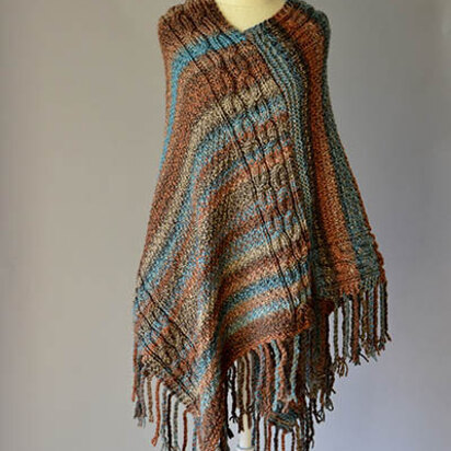 Double Cable Poncho in Universal Yarn Major - Downloadable PDF