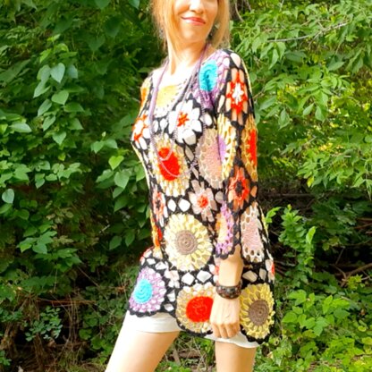 Crochet rainbow festival cover up.