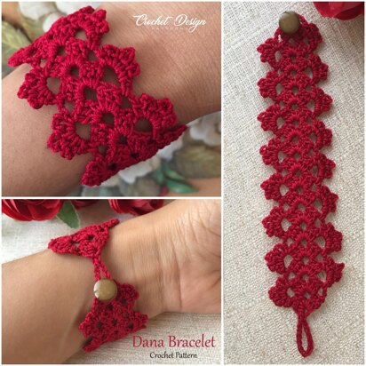 Dana cuff/Bracelet - crochet pdf pattern - how to make jewelry crochet