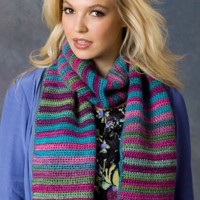 Striped Shades Scarf in Red Heart Boutique Unforgettable - LW2870