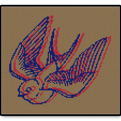 3D Swallow - PDF Cross Stitch Pattern