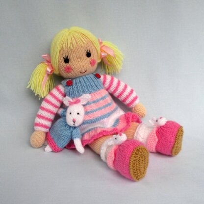 Betsy and her Bunny - Doll knitting pattern