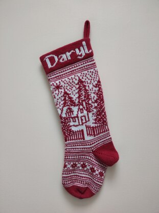 Nordic Snowflake Fair Isle Christmas Stocking Pattern - The