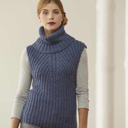 Margeret Cowl Vest - Waistcoat Knitting Pattern for Women in Tahki Yarns Classic Superwash