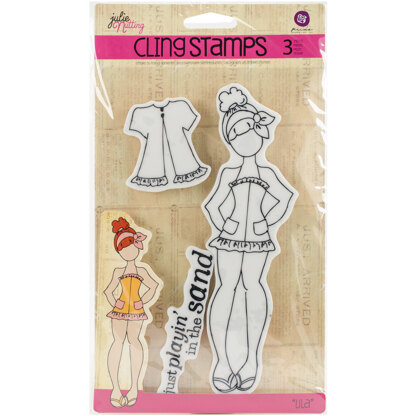 Prima Marketing Julie Nutting Mixed Media Cling Rubber Stamp - Lila