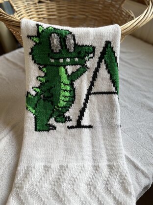 Alligator Alphabet baby blanket knitting pattern