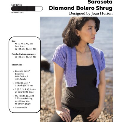 Diamond Bolero Shrug in Cascade Yarns Sarasota - DK600 - Downloadable PDF