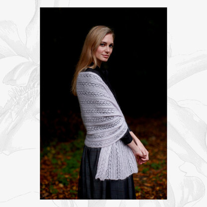 "Caroline Shawl" - Shawl Knitting Pattern For Women in Willow & Lark Plume