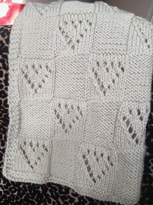 Heart Patch Blanket, Knitting Pattern