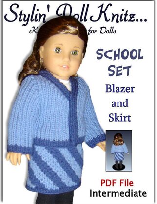 Knitting pattern. Fits American Girl Doll and 18 inch doll. blazer and Skirt. 039