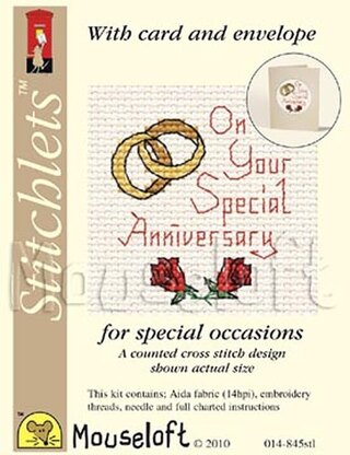 Mouseloft Special Anniversary Card Occasions Stitchlets Cross Stitch Kit - 100 x 125 x 12