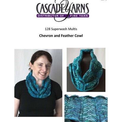 Chevron and Feather Cowl in Cascade Yarns 128 Superwash Multis - C246 - Downloadable PDF