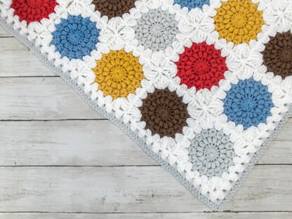 Scandanavia-ish Sunburst Granny Square Crochet Blanket