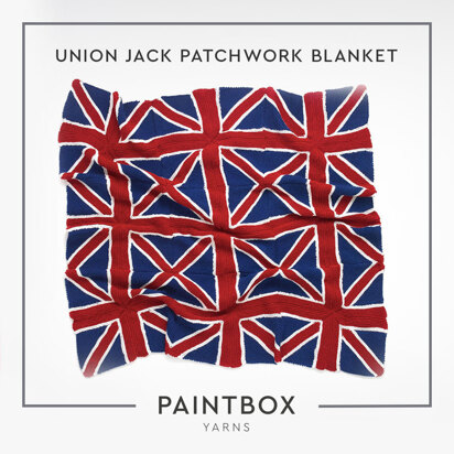 Union Jack Patchwork Blanket - Free Knitting Pattern for Home in Paintbox Yarns Simply Aran by Paintbox Yarns