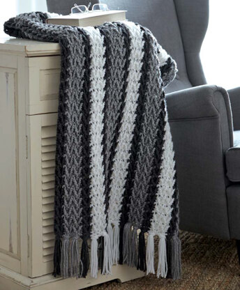 Arrowhead Striped Afghan in Caron United - Downloadable PDF