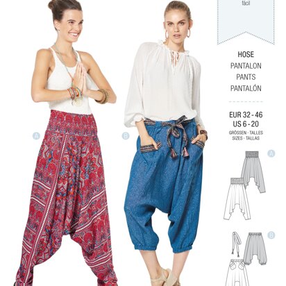 Burda Style Misses' Harem Pant B6316 - Paper Pattern, Size 6-20