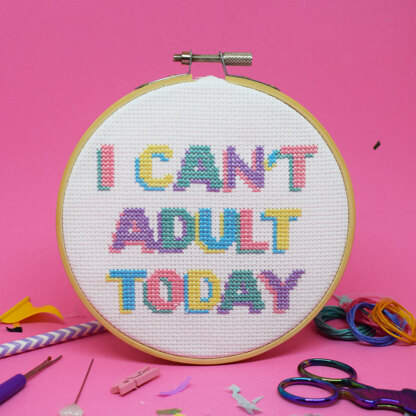 The Make Arcade I Can't Adult Today Cross Stitch Kit - 5 Inch