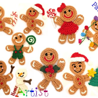 Gingerbread man Crochet applique pattern
