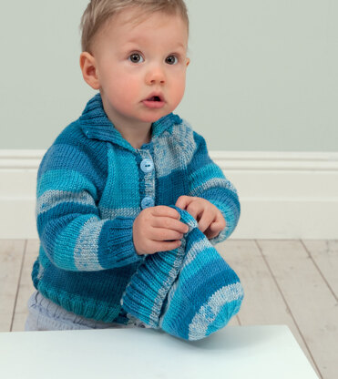 Baby Cardigan with Collar or Hood & Hat in Rico Baby So Soft Print DK - 218 - Downloadable PDF