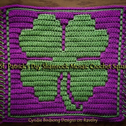 St. Patrick's Day Shamrock mosaic crochet square