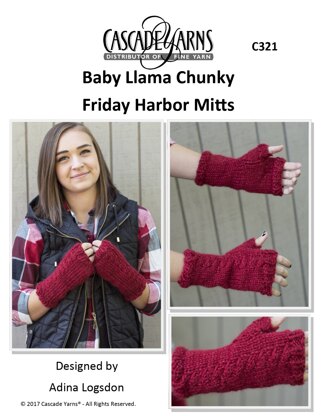 Friday Harbor Mitts in Cascade Baby Llama Chunky - C321 - Downloadable PDF