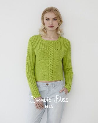 "Moss Stitch Rib Sweater" - Sweater Knitting Pattern For Women in Debbie Bliss Mia