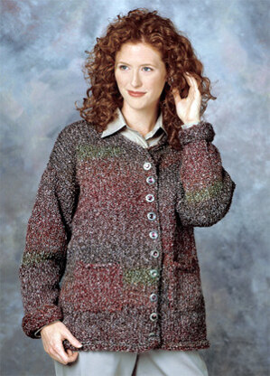 Knitted Bejeweled Cardigan - Sizes to 3X in Lion Brand Homespun - 1115A