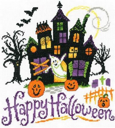 Imaginating Haunted Halloween House Cross Stitch Kit - 10.6in x 11in