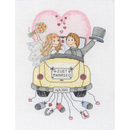 Anchor Just Married Wedding Sampler Cross Stitch Kit - 18cm x 23.5cm