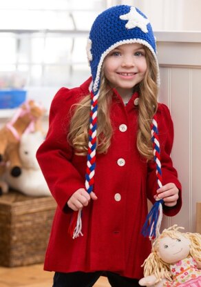 Patriotic Stripes Blanket & Hat in Red Heart Super Saver Economy Solids - LW4156