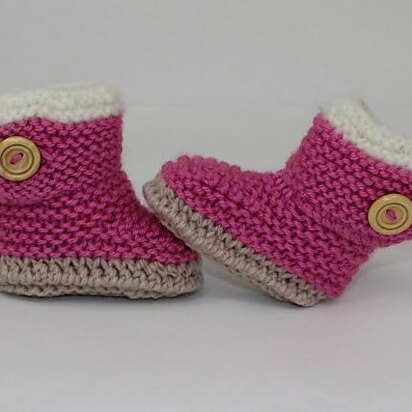 Chunky Baby Fur Trim One Button Booties