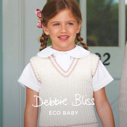 Cable Vest - Slipover Knitting Pattern for Kids in Debbie Bliss Baby Cashmerino by Debbie Bliss