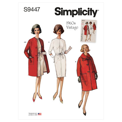 Simplicity Misses' Dress, Coat and Scarf S9447 - Paper Pattern, Size 10-12-14-16-18-20-22