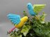 Little flying bird hanging decoration & flower pot stick - easy from scraps of yarn