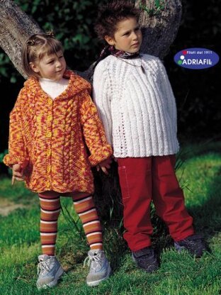 Orange Mélange Girl's Coat with Hood in Adriafil Globe - Downloadable PDF