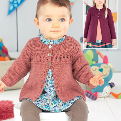 Baby Girl's and Girl's Cardigan and Coat in Sirdar Snuggly DK - 4493 - Downloadable PDF