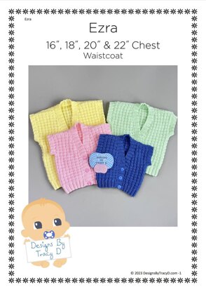 Ezra Baby waistcoat/Vest knitting pattern 16 - 22 inch chest sizes