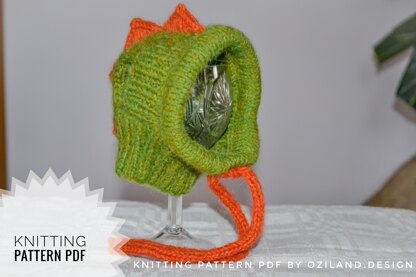 Knitting Pattern Dragon dog hat for small dog Size XS
