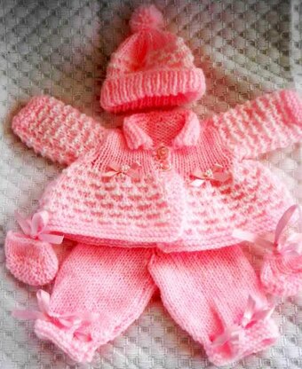 Knitting pattern 10 inch Doll Clothes Matinee Coat, Hat, Leggings, Boots