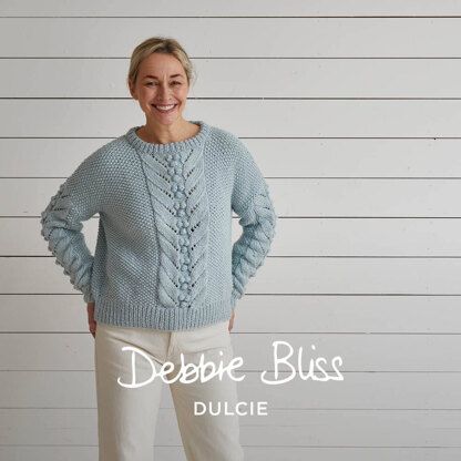 Lace with Bobble Sweater - Jumper Knitting Pattern For Women in Debbie Bliss Dulcie by Debbie Bliss